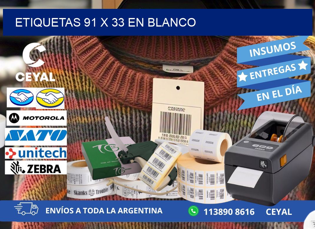 Etiquetas 91 x 33 en blanco