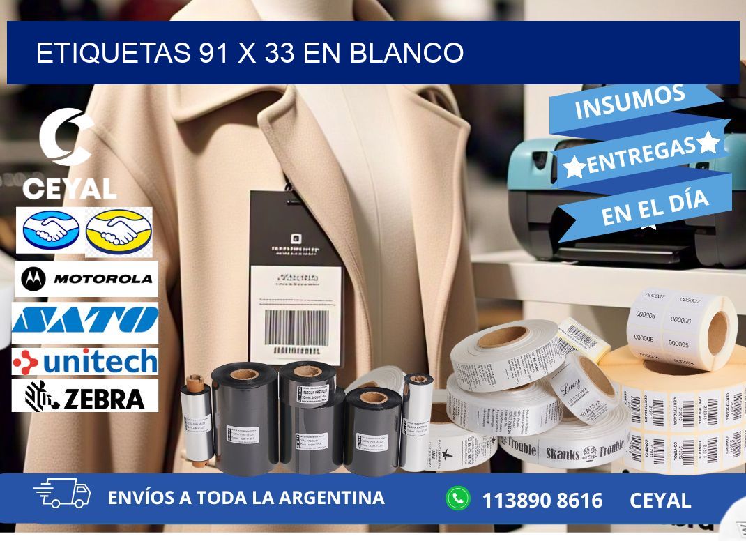 Etiquetas 91 x 33 en blanco