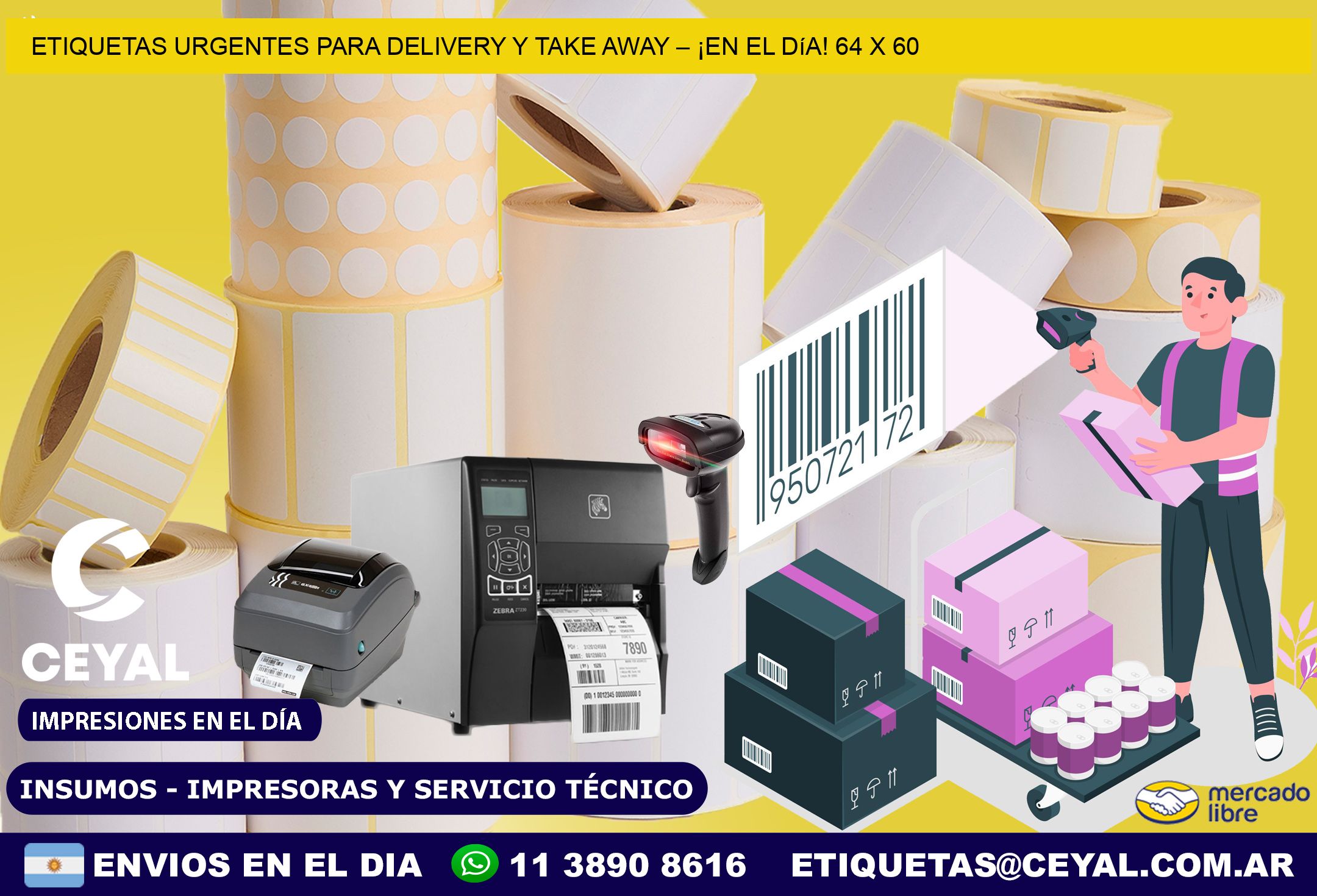 Etiquetas Urgentes para Delivery y Take Away – ¡En el Día! 64 x 60