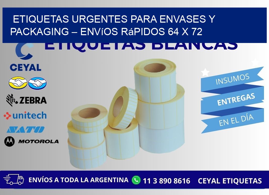 Etiquetas Urgentes para Envases y Packaging – Envíos Rápidos 64 x 72