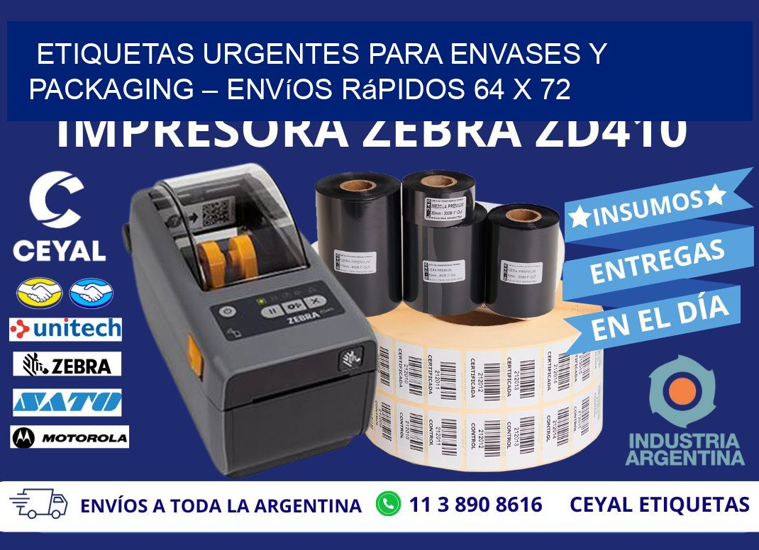 Etiquetas Urgentes para Envases y Packaging – Envíos Rápidos 64 x 72
