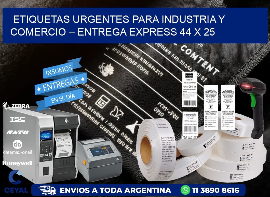 Etiquetas Urgentes para Industria y Comercio – Entrega Express 44 x 25