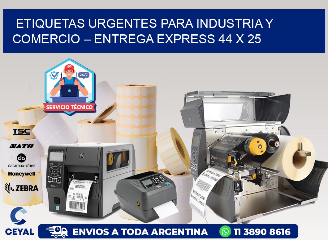 Etiquetas Urgentes para Industria y Comercio – Entrega Express 44 x 25