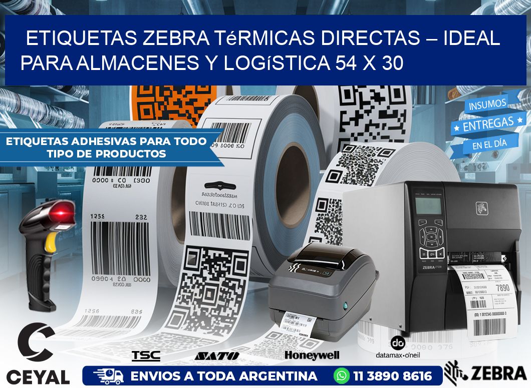 Etiquetas Zebra Térmicas Directas – Ideal para Almacenes y Logística 54 x 30