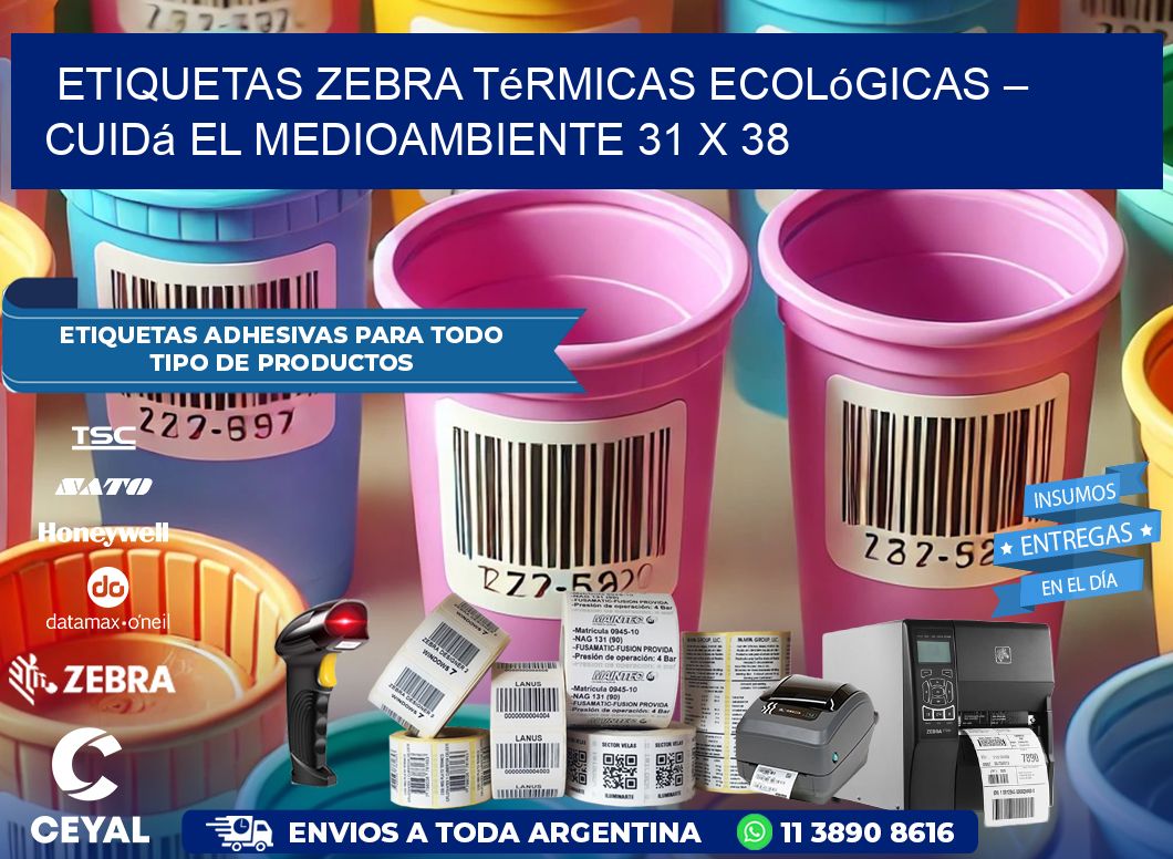 Etiquetas Zebra Térmicas Ecológicas – Cuidá el Medioambiente 31 x 38