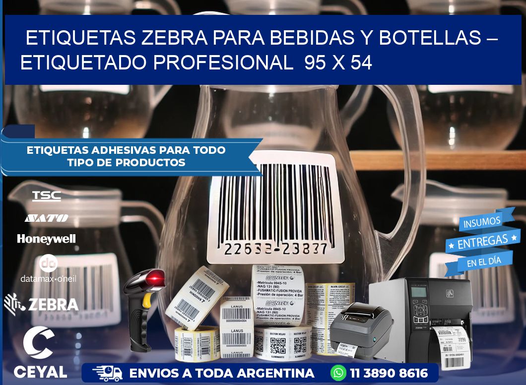 Etiquetas Zebra para Bebidas y Botellas – Etiquetado Profesional 95 x 54