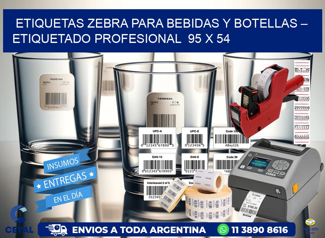 Etiquetas Zebra para Bebidas y Botellas – Etiquetado Profesional 95 x 54