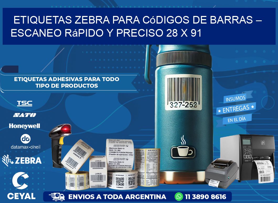 Etiquetas Zebra para Códigos de Barras – Escaneo Rápido y Preciso 28 x 91