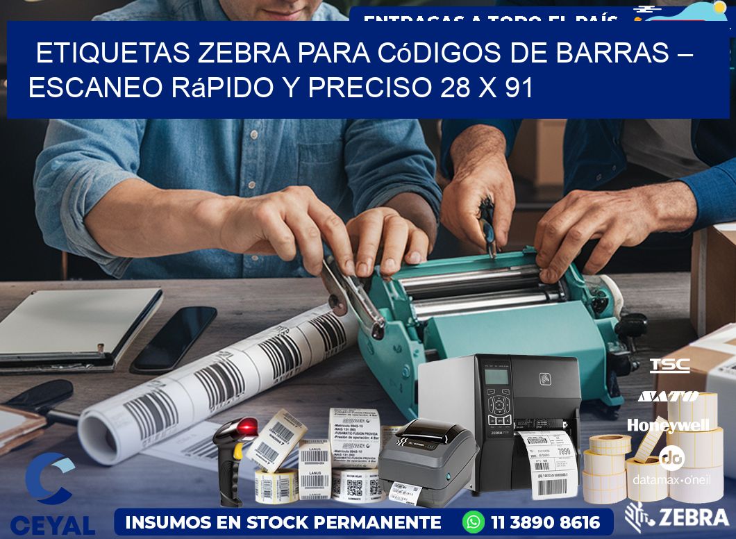Etiquetas Zebra para Códigos de Barras – Escaneo Rápido y Preciso 28 x 91
