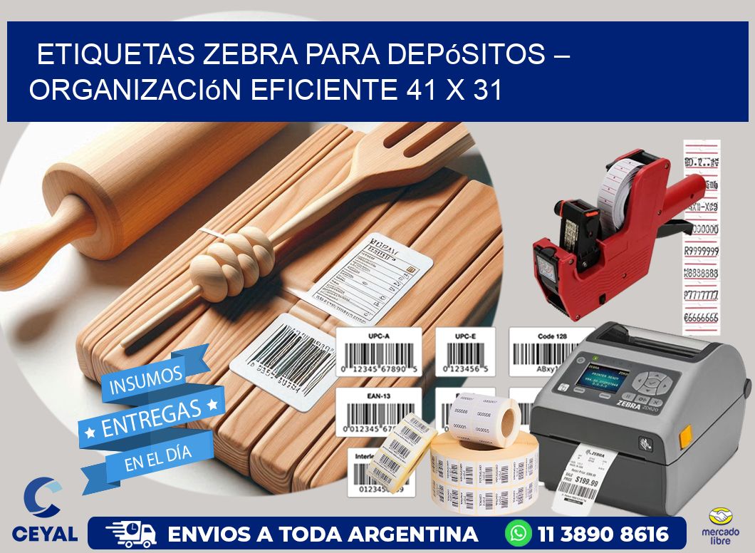 Etiquetas Zebra para Depósitos – Organización Eficiente 41 x 31