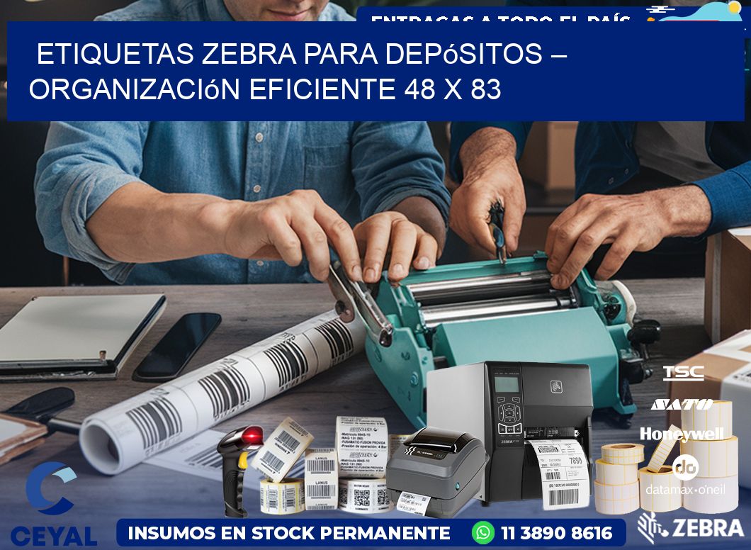 Etiquetas Zebra para Depósitos – Organización Eficiente 48 x 83