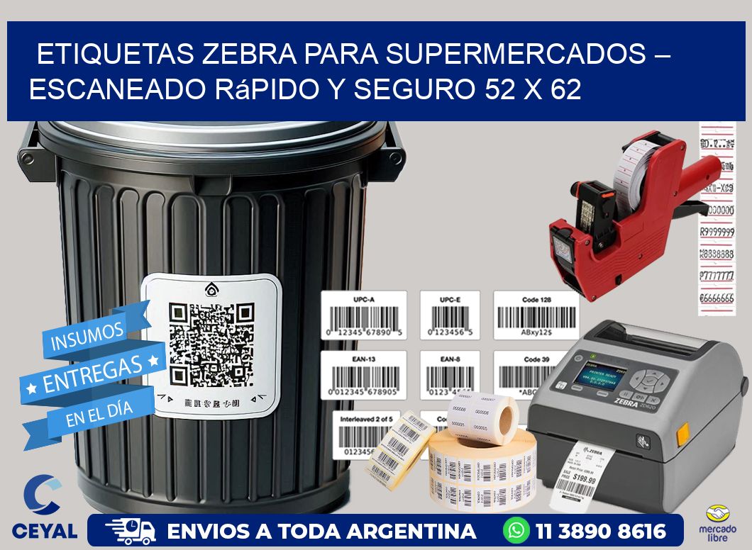 Etiquetas Zebra para Supermercados – Escaneado Rápido y Seguro 52 x 62