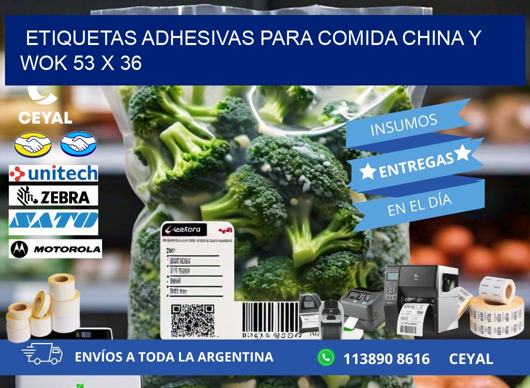 Etiquetas adhesivas para comida china y wok 53 x 36