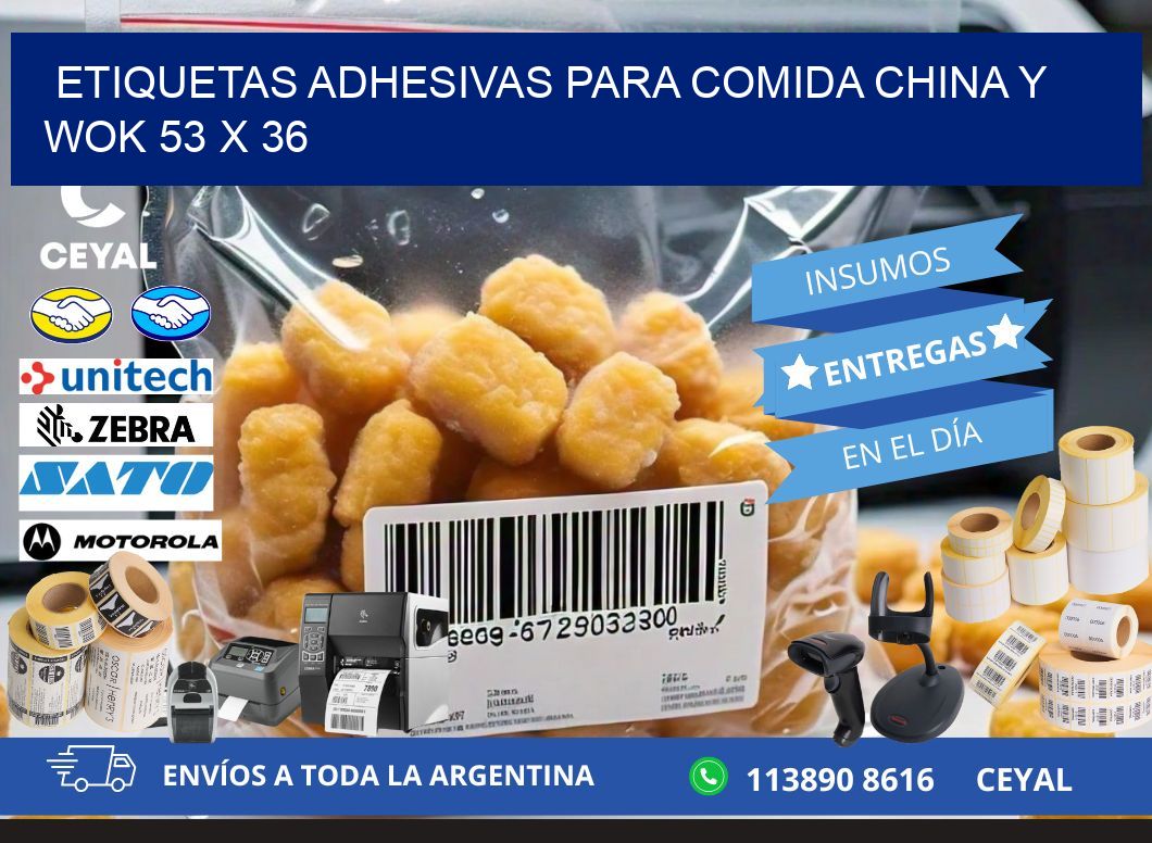 Etiquetas adhesivas para comida china y wok 53 x 36