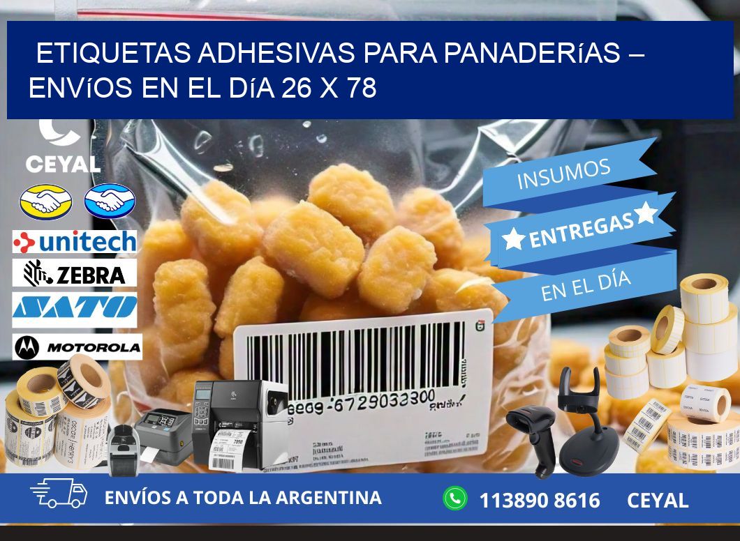 Etiquetas adhesivas para panaderías – Envíos en el día 26 x 78