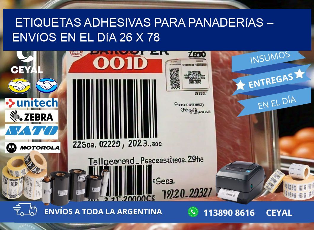 Etiquetas adhesivas para panaderías – Envíos en el día 26 x 78