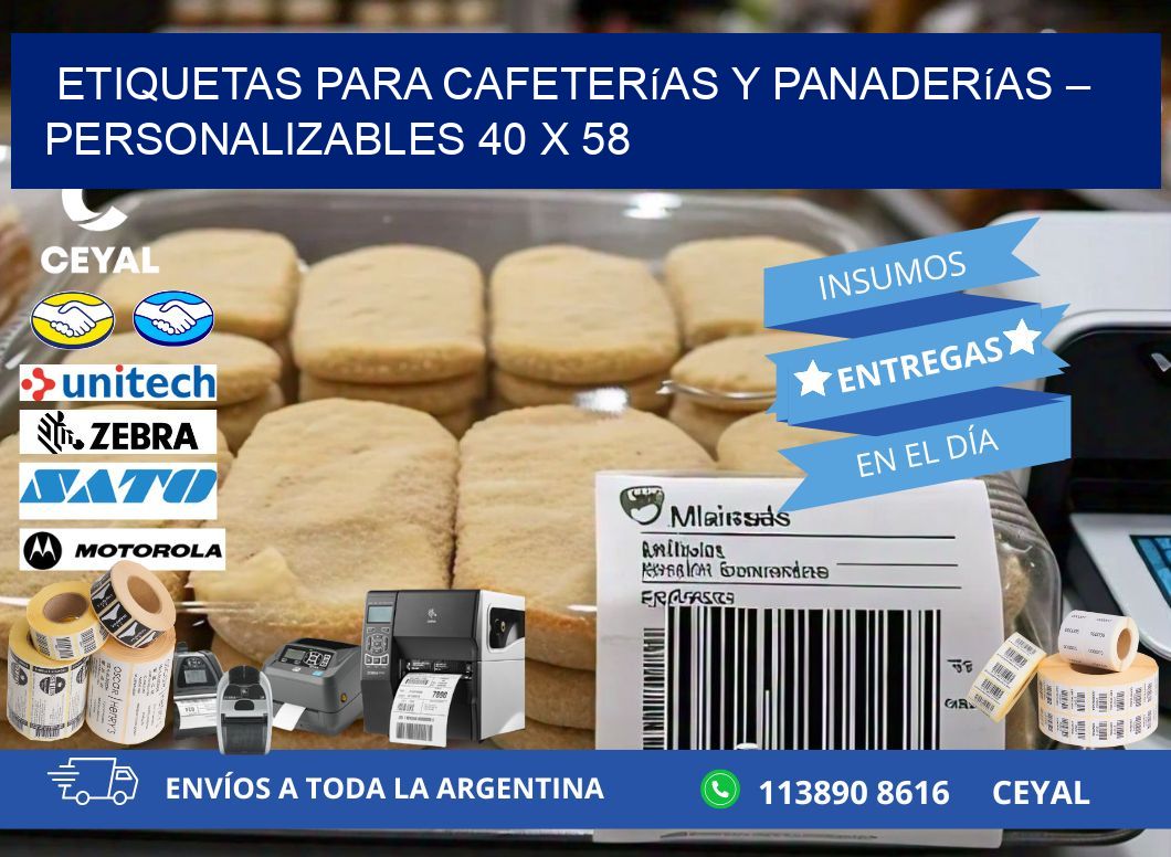 Etiquetas para cafeterías y panaderías – Personalizables 40 x 58