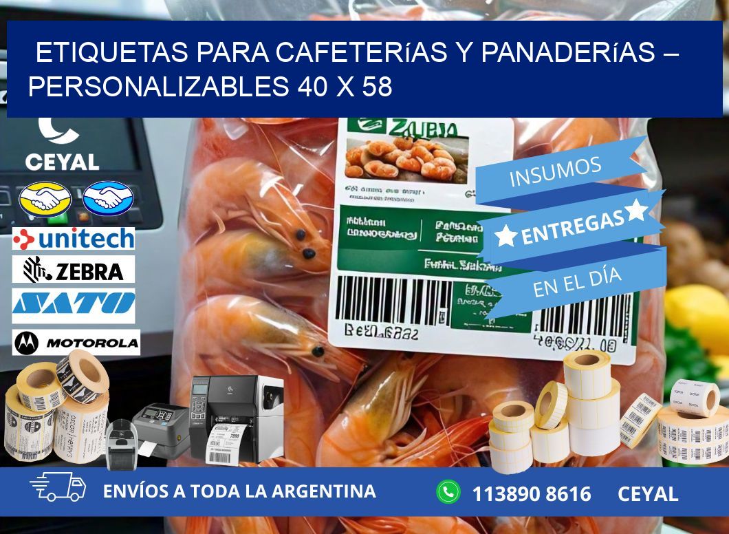 Etiquetas para cafeterías y panaderías – Personalizables 40 x 58