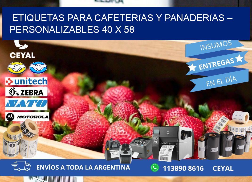 Etiquetas para cafeterías y panaderías – Personalizables 40 x 58