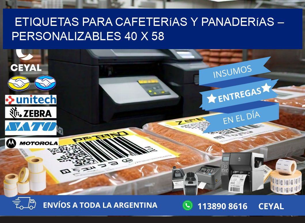 Etiquetas para cafeterías y panaderías – Personalizables 40 x 58