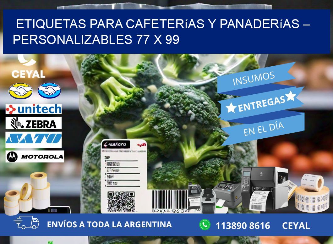 Etiquetas para cafeterías y panaderías – Personalizables 77 x 99