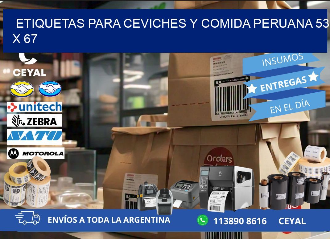 Etiquetas para ceviches y comida peruana 53 x 67