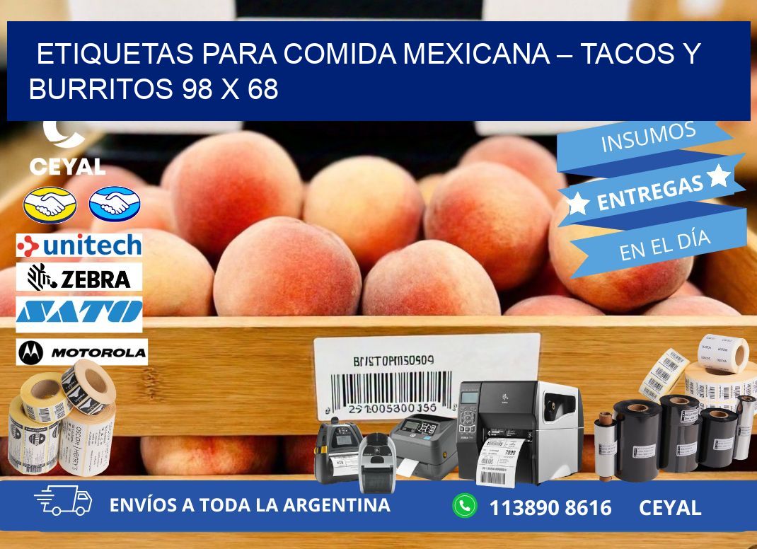 Etiquetas para comida mexicana – Tacos y burritos 98 x 68