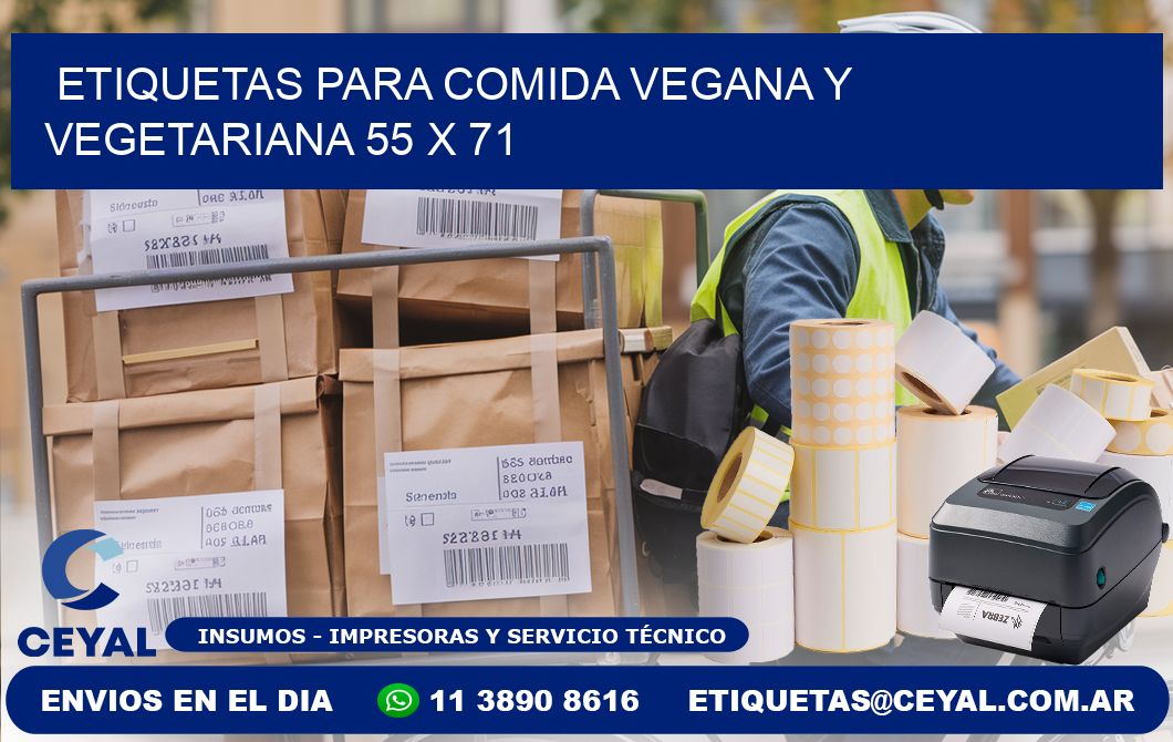 Etiquetas para comida vegana y vegetariana 55 x 71