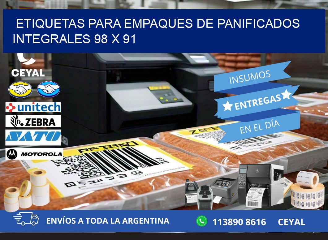 Etiquetas para empaques de panificados integrales 98 x 91