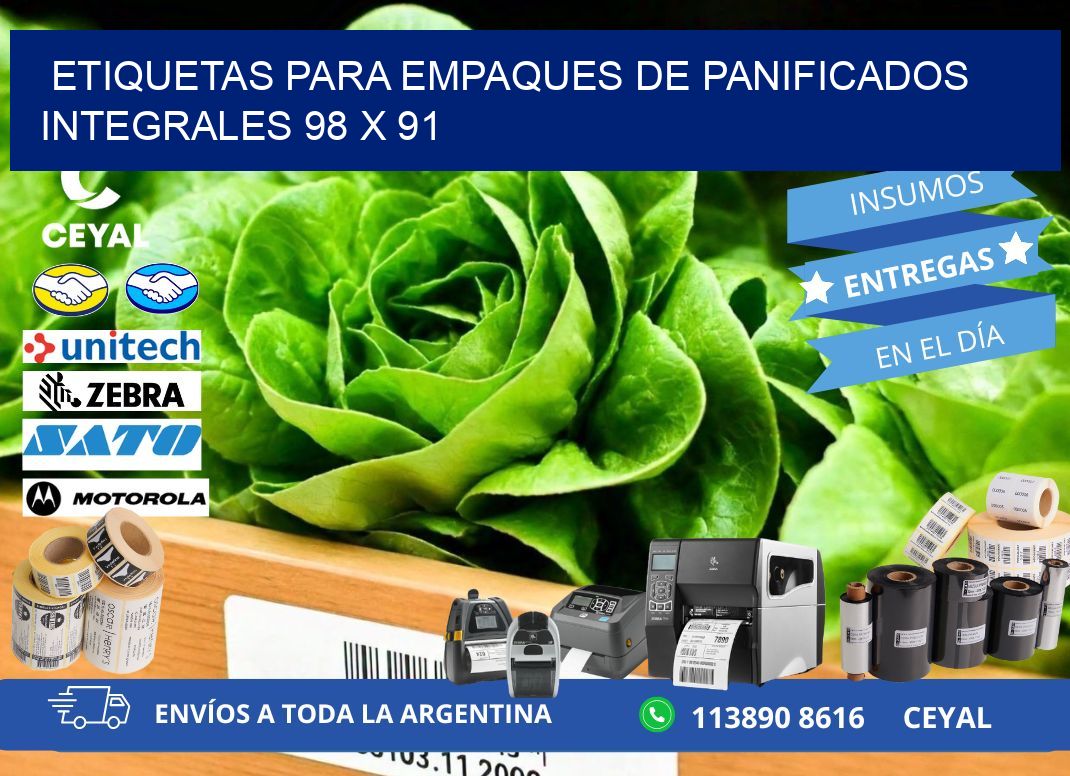 Etiquetas para empaques de panificados integrales 98 x 91