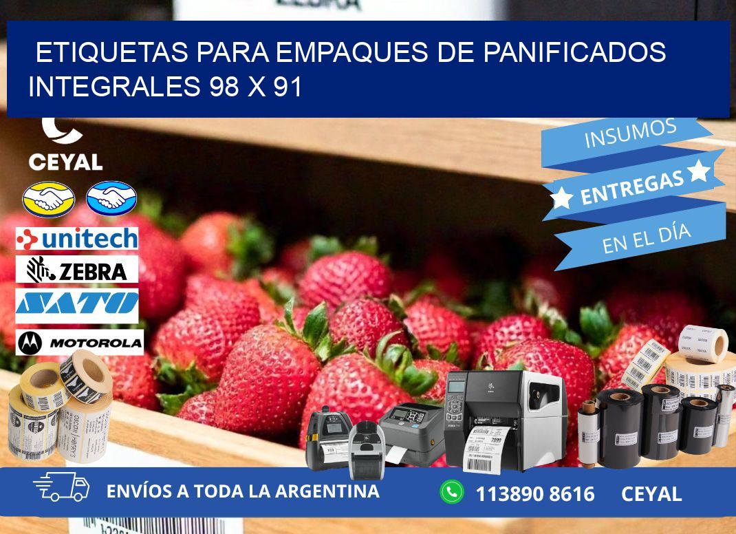 Etiquetas para empaques de panificados integrales 98 x 91