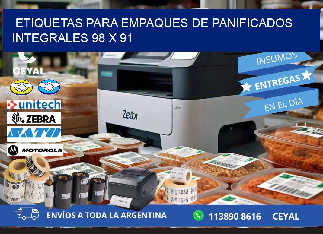Etiquetas para empaques de panificados integrales 98 x 91