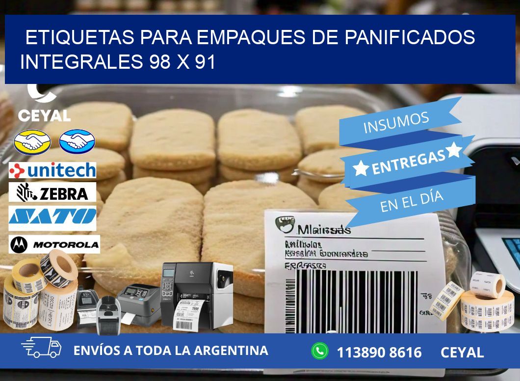 Etiquetas para empaques de panificados integrales 98 x 91