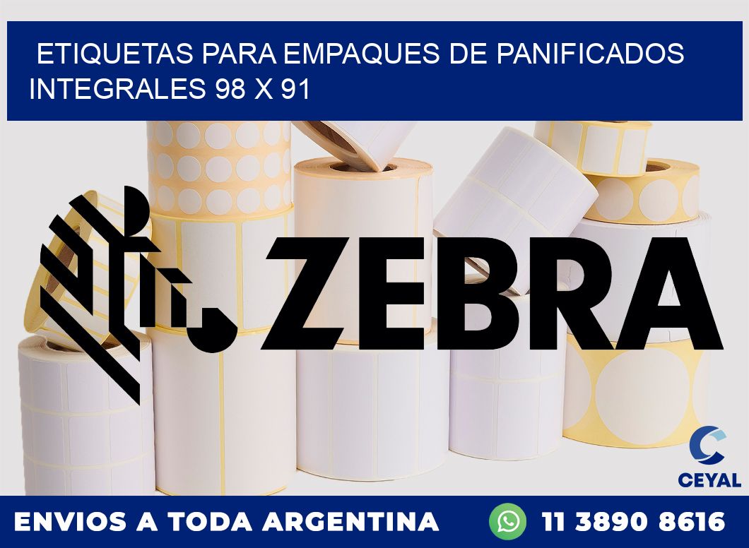 Etiquetas para empaques de panificados integrales 98 x 91