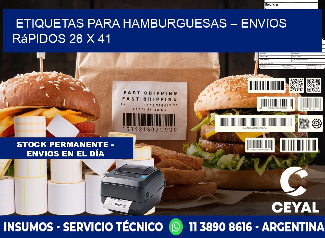 Etiquetas para hamburguesas – Envíos rápidos 28 x 41