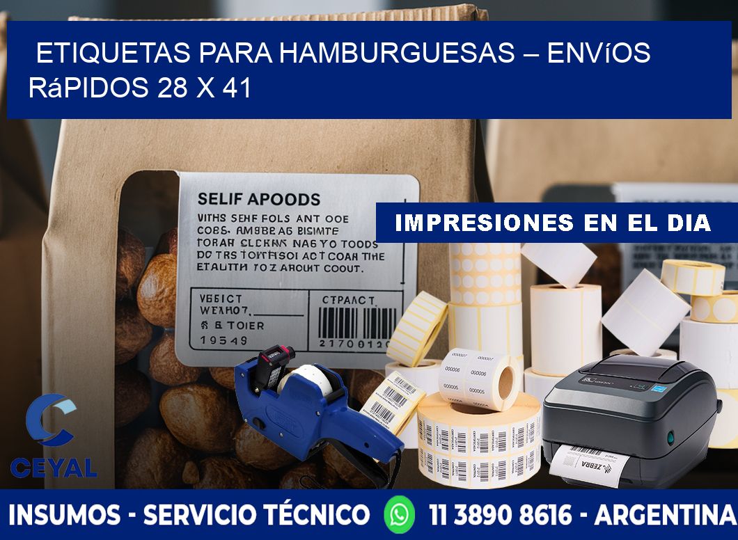 Etiquetas para hamburguesas – Envíos rápidos 28 x 41