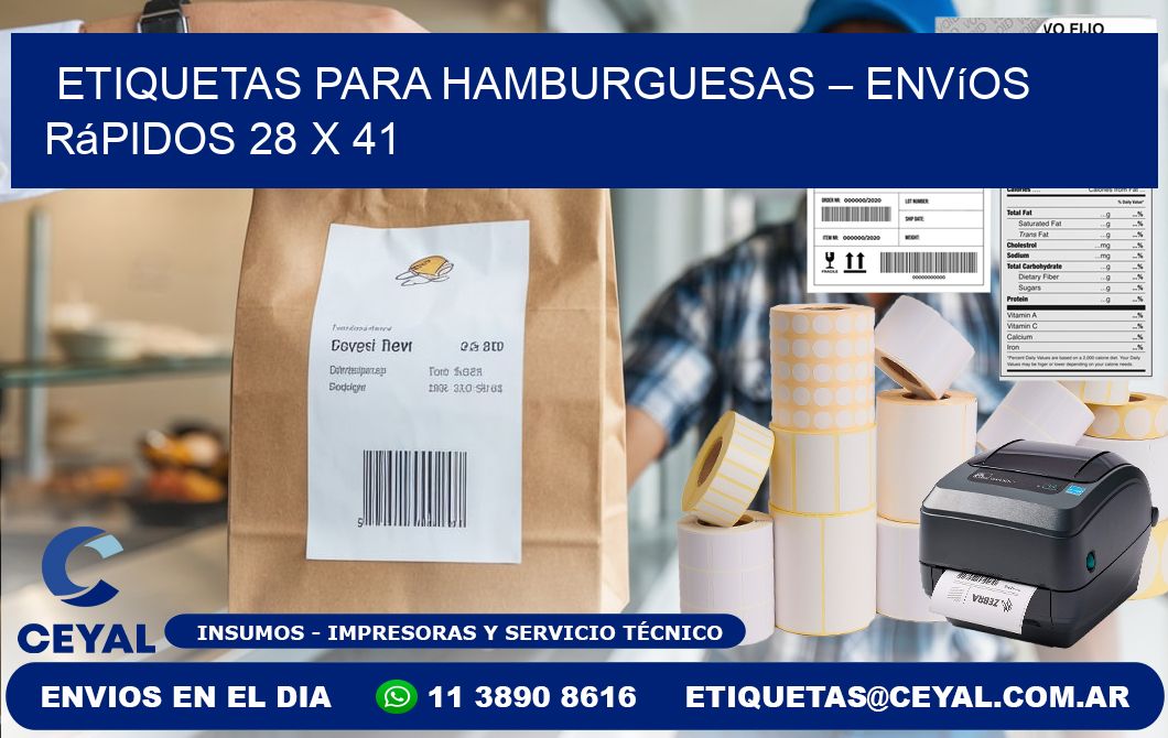 Etiquetas para hamburguesas – Envíos rápidos 28 x 41