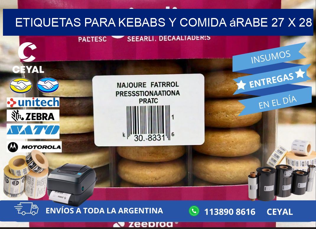 Etiquetas para kebabs y comida árabe 27 x 28