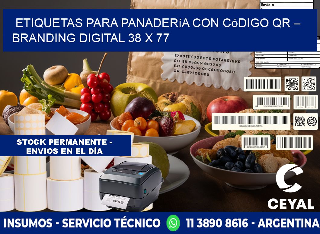 Etiquetas para panadería con código QR – Branding digital 38 x 77