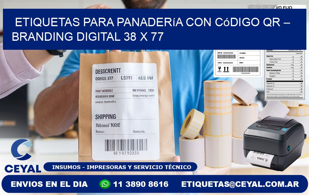 Etiquetas para panadería con código QR – Branding digital 38 x 77