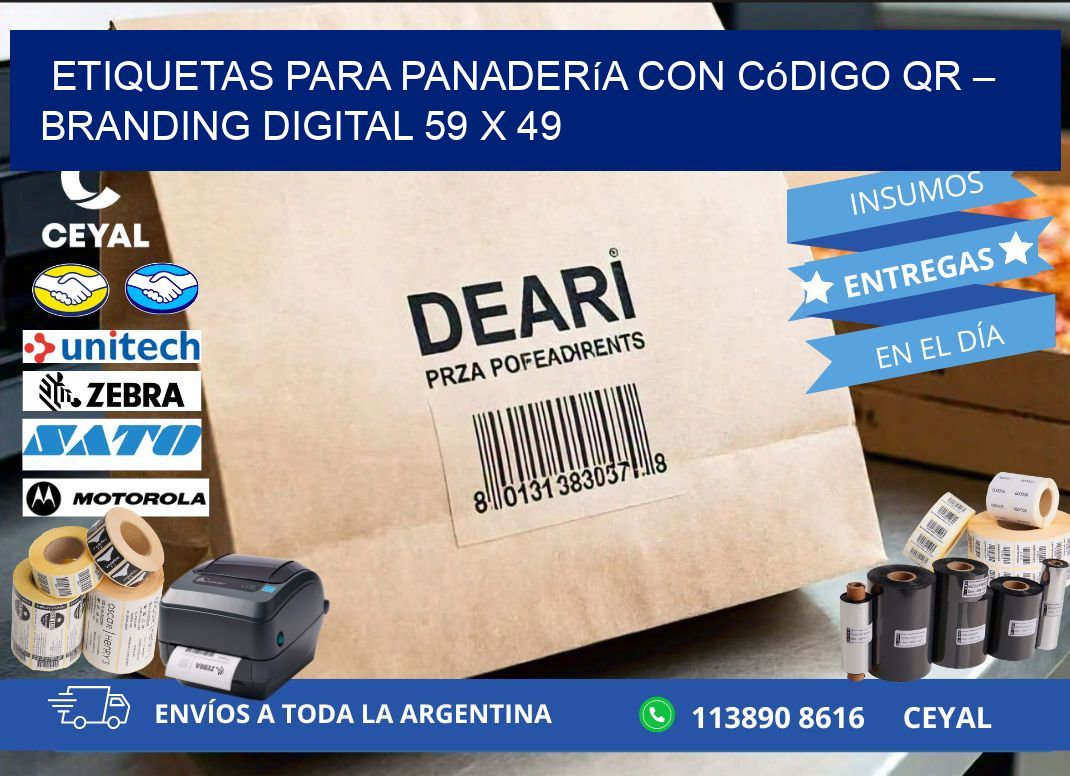 Etiquetas para panadería con código QR – Branding digital 59 x 49