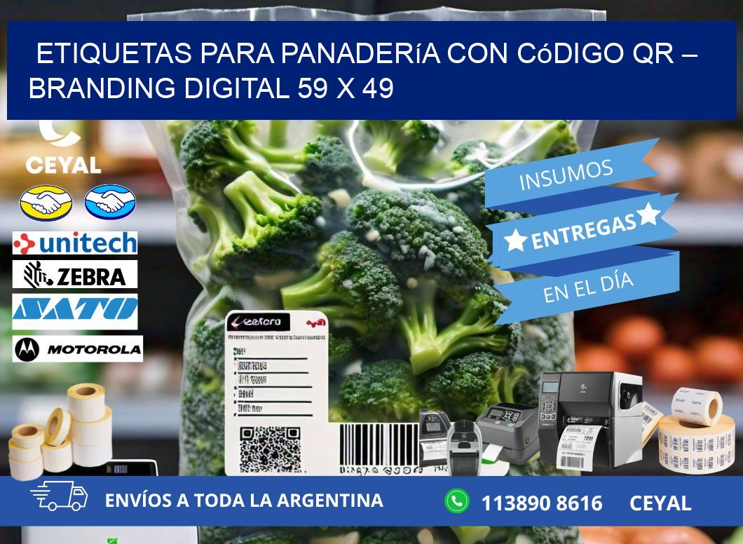 Etiquetas para panadería con código QR – Branding digital 59 x 49
