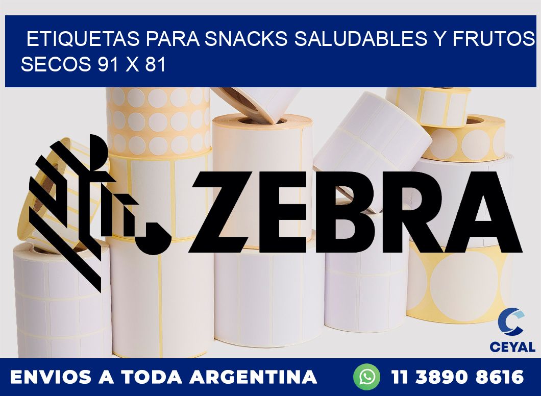 Etiquetas para snacks saludables y frutos secos 91 x 81