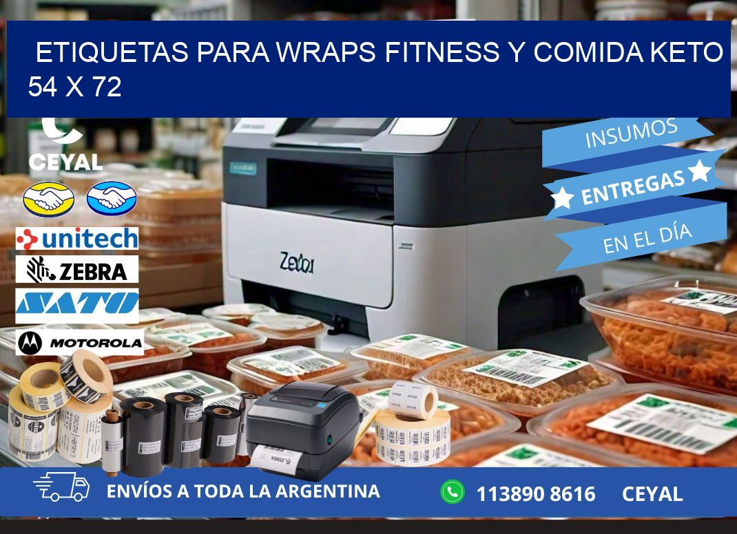 Etiquetas para wraps fitness y comida keto 54 x 72