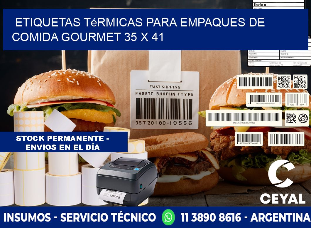 Etiquetas térmicas para empaques de comida gourmet 35 x 41