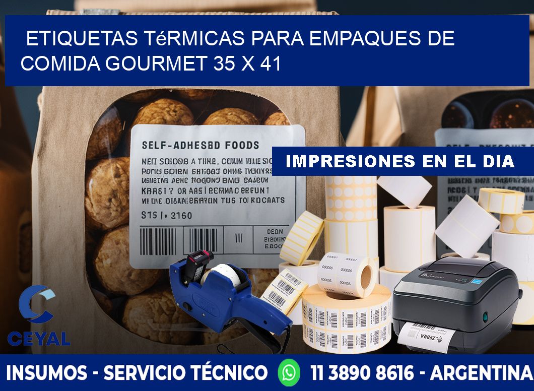 Etiquetas térmicas para empaques de comida gourmet 35 x 41