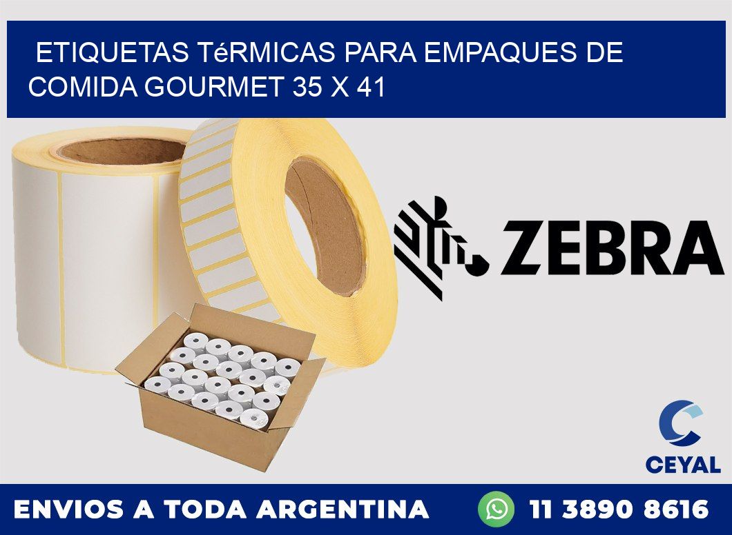 Etiquetas térmicas para empaques de comida gourmet 35 x 41