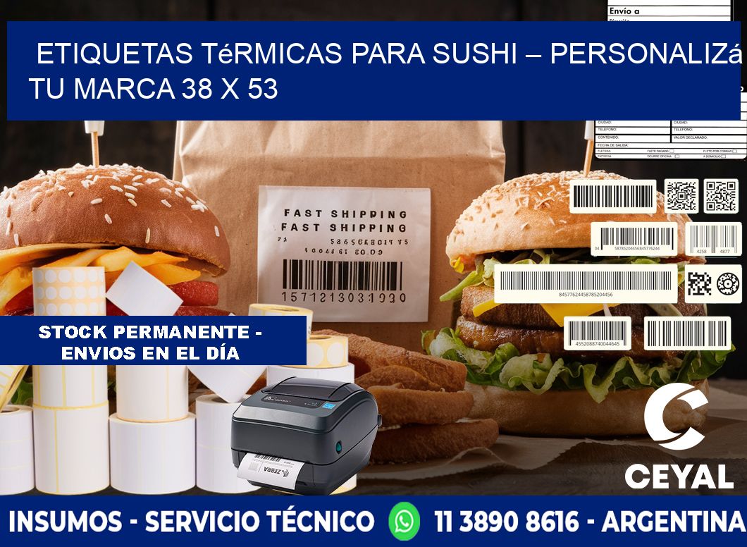 Etiquetas térmicas para sushi – Personalizá tu marca 38 x 53