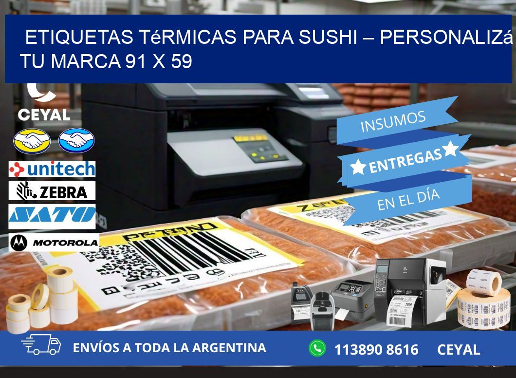 Etiquetas térmicas para sushi – Personalizá tu marca 91 x 59