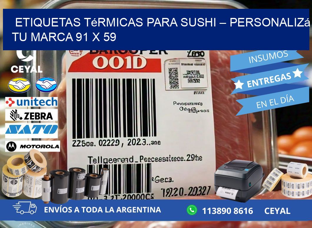 Etiquetas térmicas para sushi – Personalizá tu marca 91 x 59